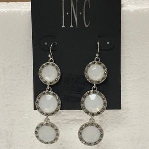 INC Silver-Tone Triple Stone Drop Earrings